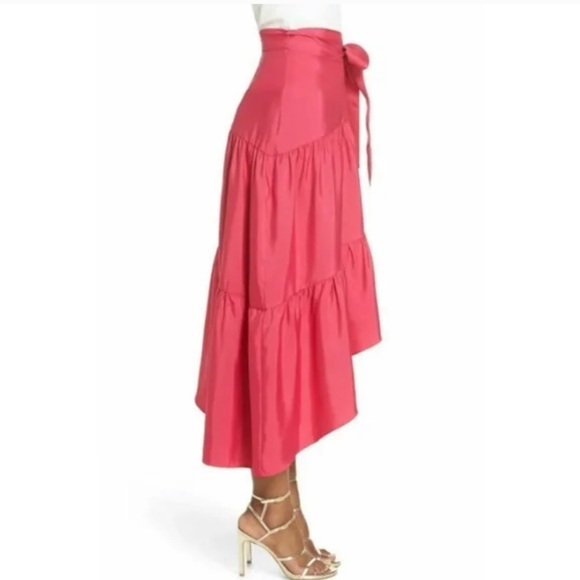 Eliza J Asymmetrical Ruffle Tie-Front Midi Skirt - Picture 7 of 14